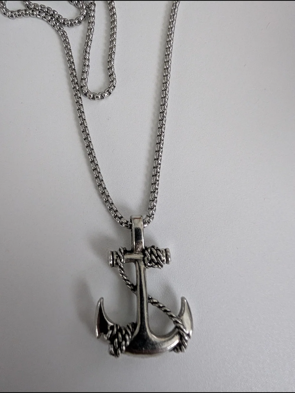 Silver Anchor Pendant Necklace